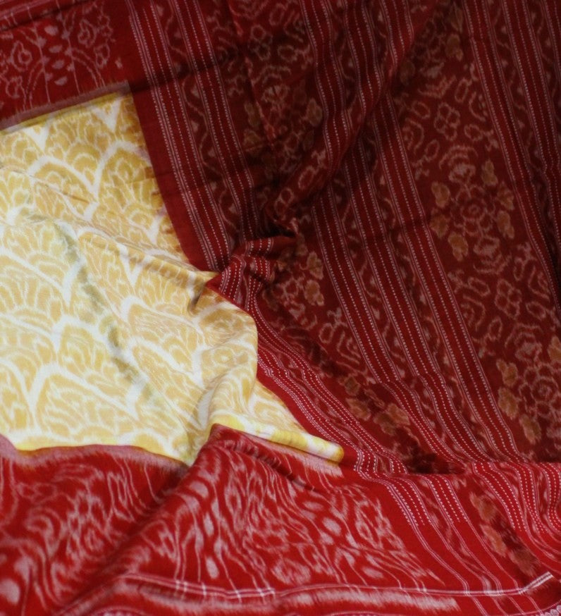 Maroon Red & Mustard Yellow Sambalpuri Bandha