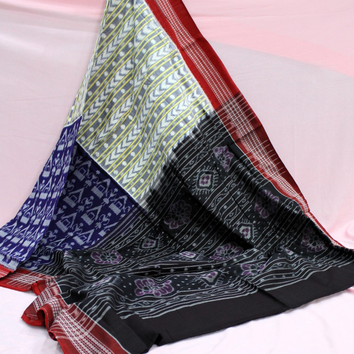Black, Red & Royal Blue Sambalpuri Bandha