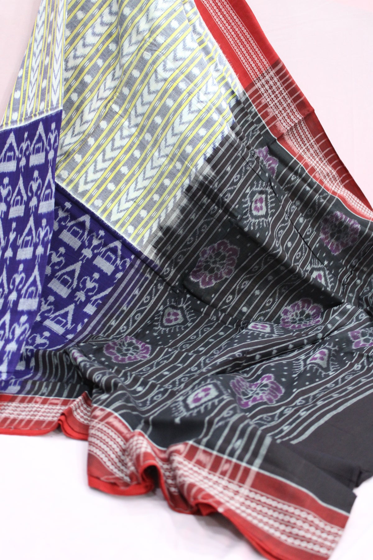 Black, Red & Royal Blue Sambalpuri Bandha