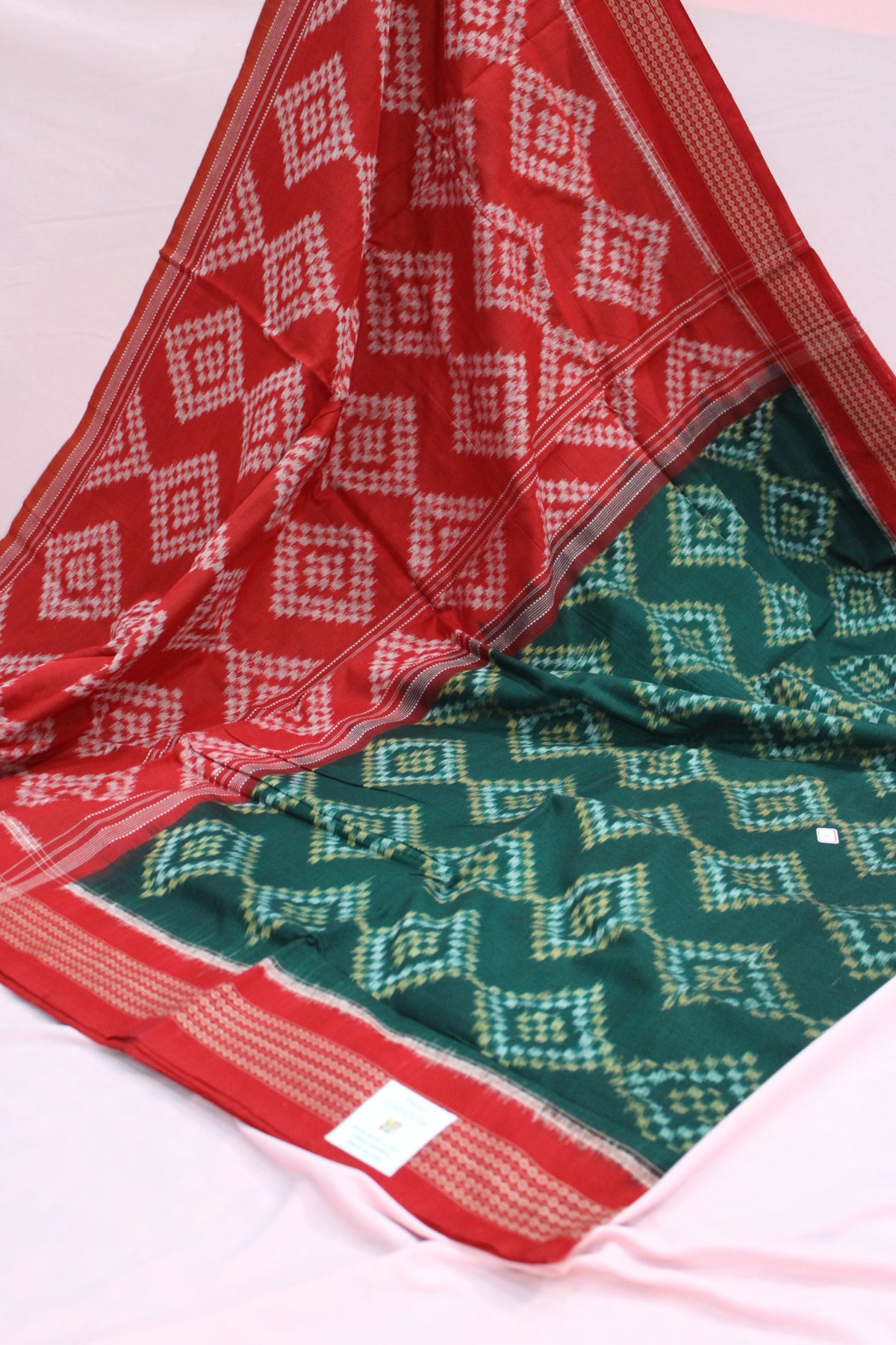Crimson Red & Deep Green Sambalpuri Bandha