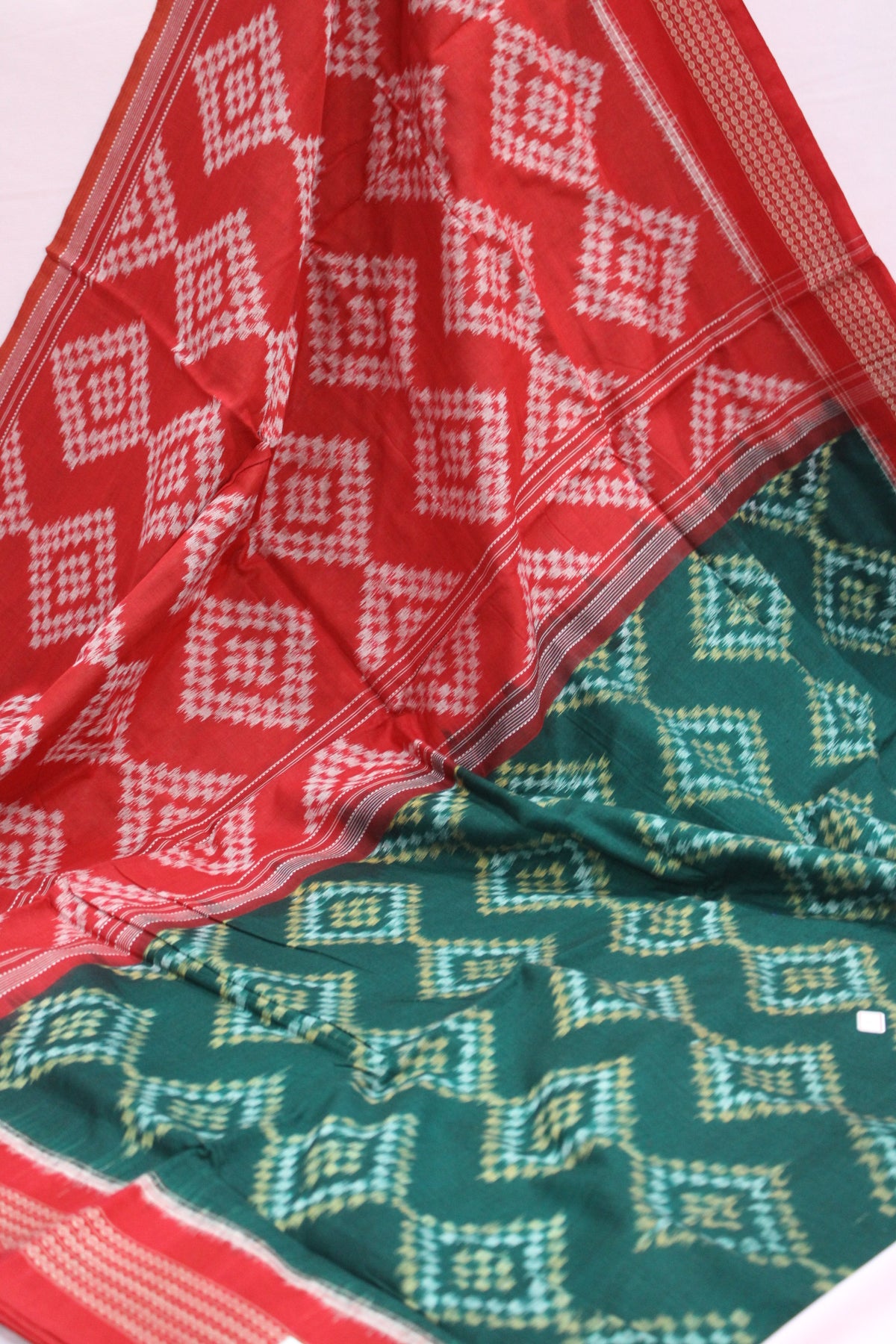 Crimson Red & Deep Green Sambalpuri Bandha