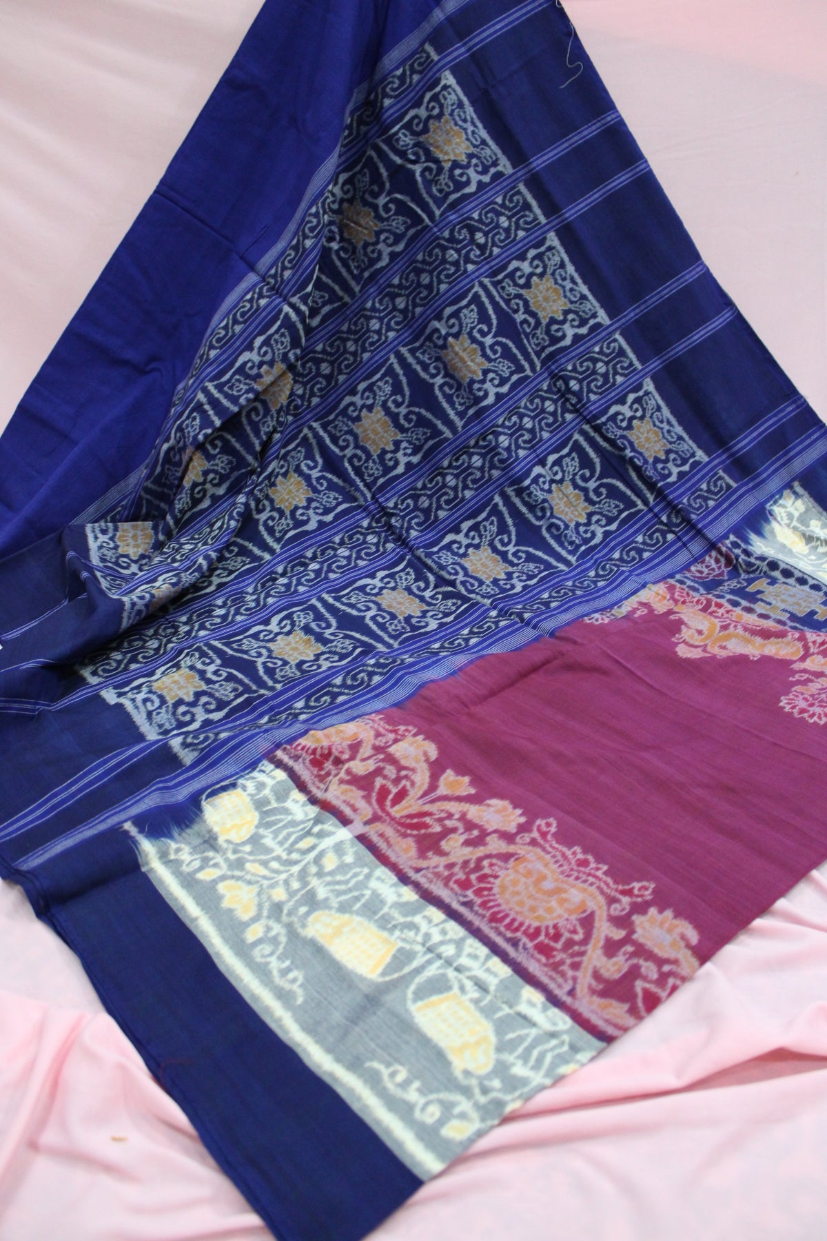Royal Blue and Magenta Sambalpuri Bandha