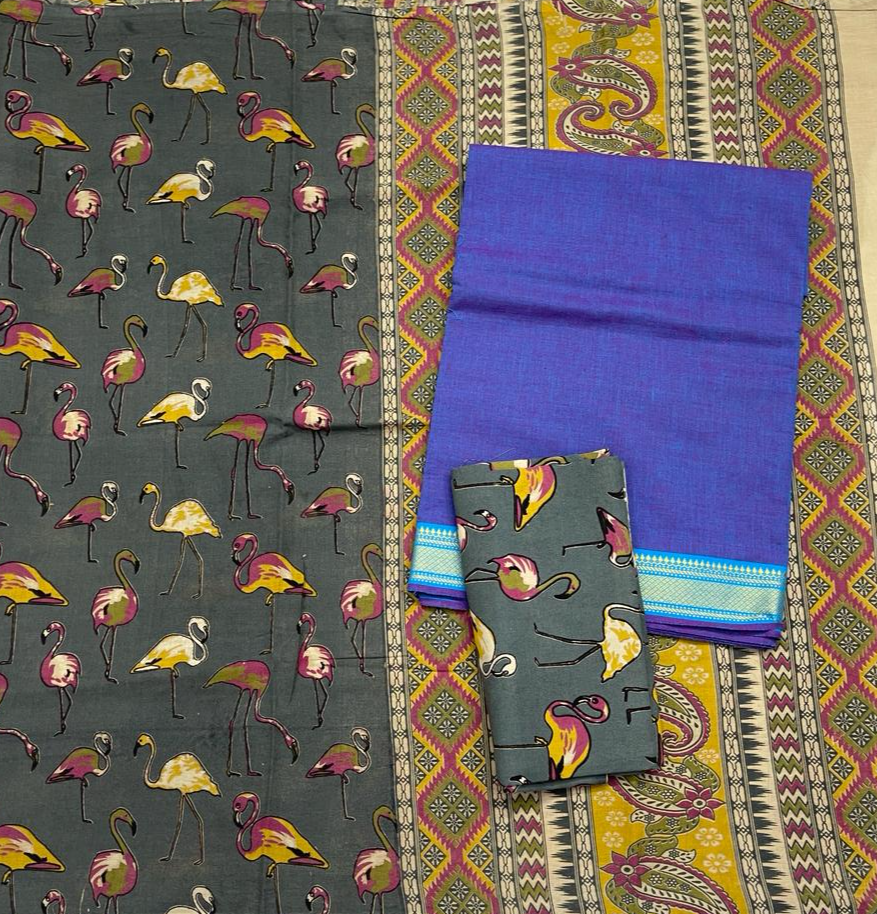 Kalamkari Pure Cotton Unstitched Suit Set
