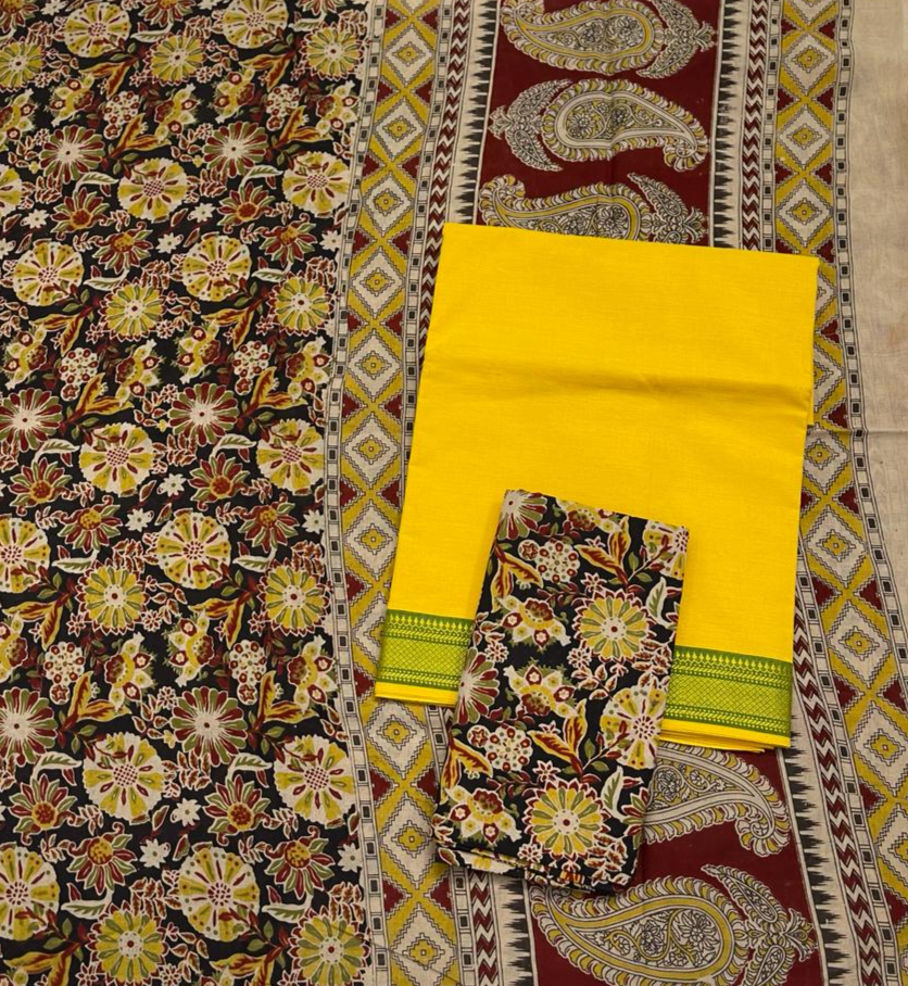 Kalamkari Pure Cotton Unstitched Suit Set