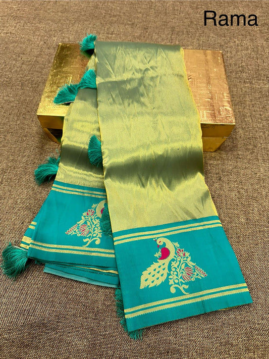 Paithani Mixed Silk Saree with Topa Pallu and Blouse Piece